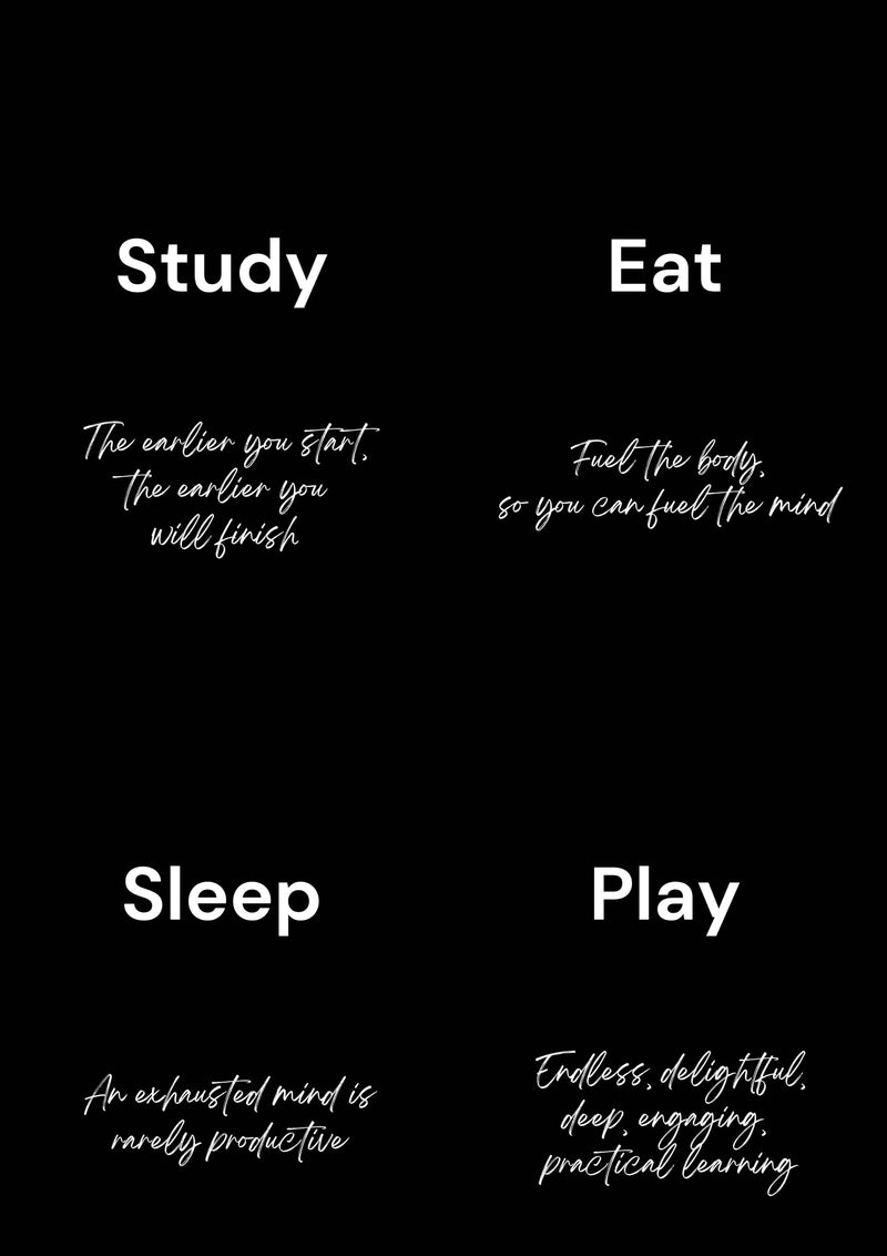 Study, Eat, Sleep, Play Collection - Black