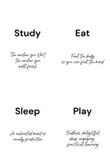 Study, Eat, Sleep, Play Collection - White
